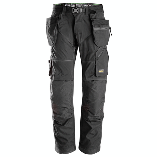 Snickers 6902 FlexiWork, Kneepad Holster Pocket Work Trousers Black - KNEE PAD TROUSERS