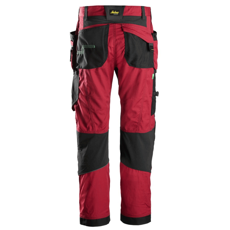 Snickers 6902 FlexiWork, Kneepad Holster Pocket Work Trousers Chilli Red - KNEE PAD TROUSERS