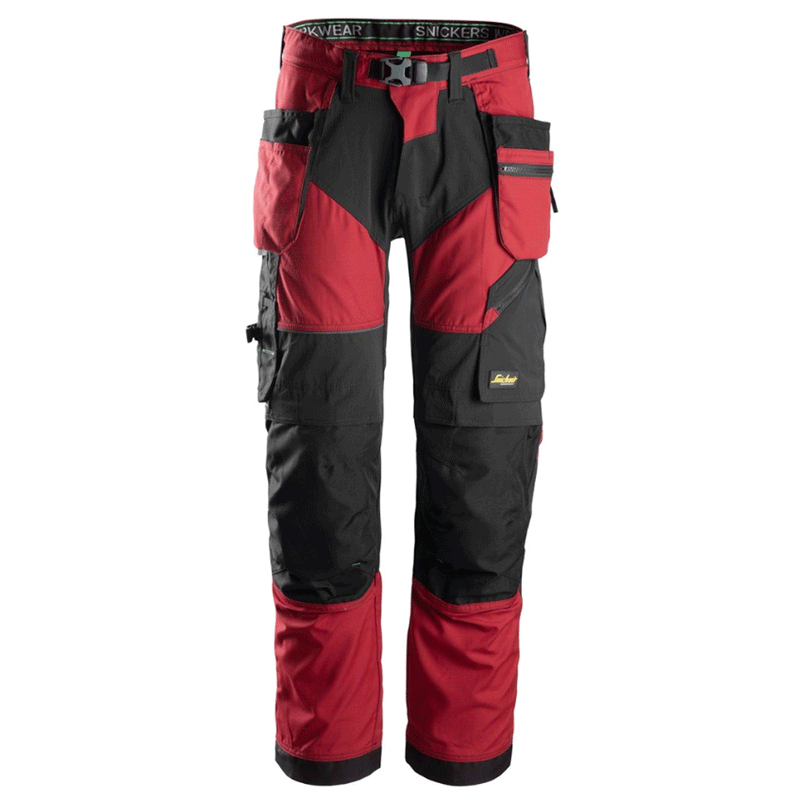 Snickers 6902 FlexiWork, Kneepad Holster Pocket Work Trousers Chilli Red - KNEE PAD TROUSERS