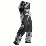 Snickers 6902 FlexiWork, Kneepad Holster Pocket Work Trousers Grey Camo - KNEE PAD TROUSERS