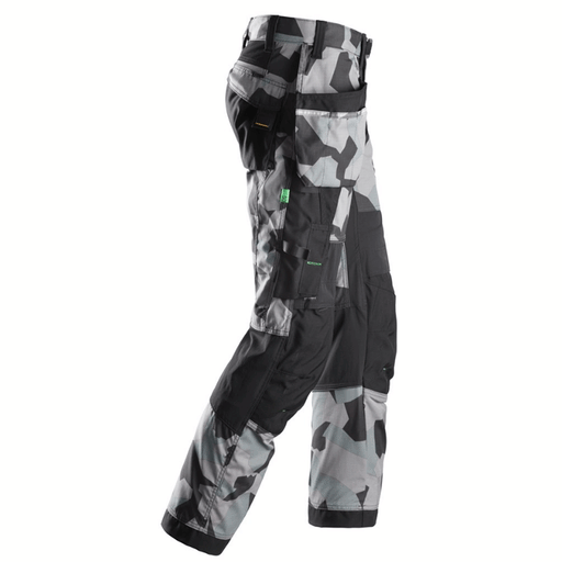 Snickers 6902 FlexiWork, Kneepad Holster Pocket Work Trousers Grey Camo - KNEE PAD TROUSERS