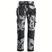 Snickers 6902 FlexiWork, Kneepad Holster Pocket Work Trousers Grey Camo - KNEE PAD TROUSERS