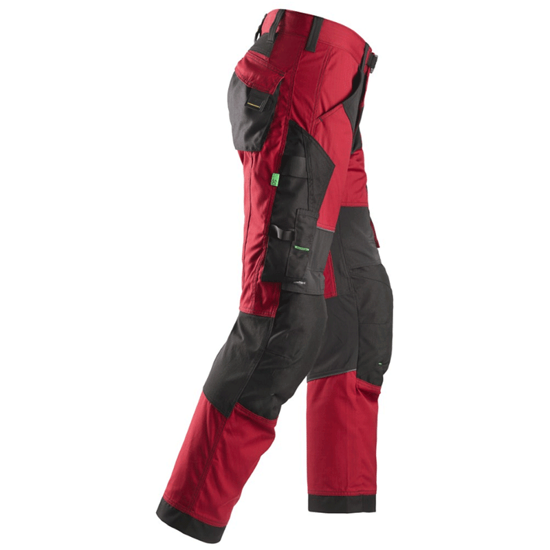 Snickers 6903 FlexiWork Stretch Kneepad Work Trousers Chilli Red/Black, 35" Waist 30" Leg-Snickers 100 - Apparel & Accessories > Clothing > Uniforms & Workwear > Contractor Pants & Coveralls SALE TROUSERS