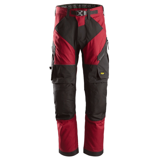 Snickers 6903 FlexiWork Stretch Kneepad Work Trousers Chilli Red - KNEE PAD TROUSERS