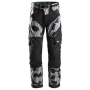 Snickers 6903 FlexiWork Stretch Kneepad Work Trousers Grey Camo - KNEE PAD TROUSERS