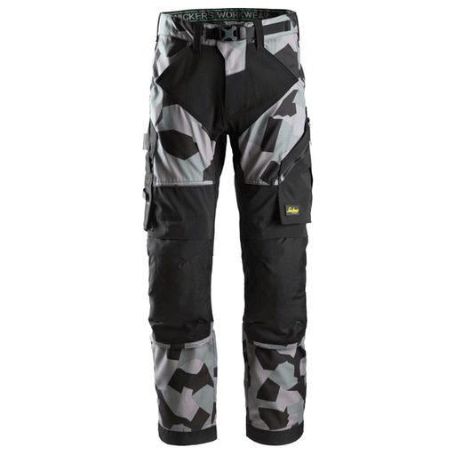 Snickers 6903 FlexiWork Stretch Kneepad Work Trousers Grey Camo - KNEE PAD TROUSERS