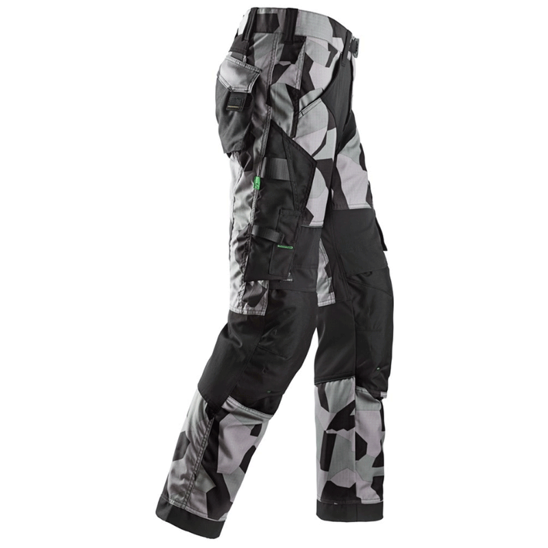 Snickers 6903 FlexiWork Stretch Kneepad Work Trousers Grey Camo - KNEE PAD TROUSERS