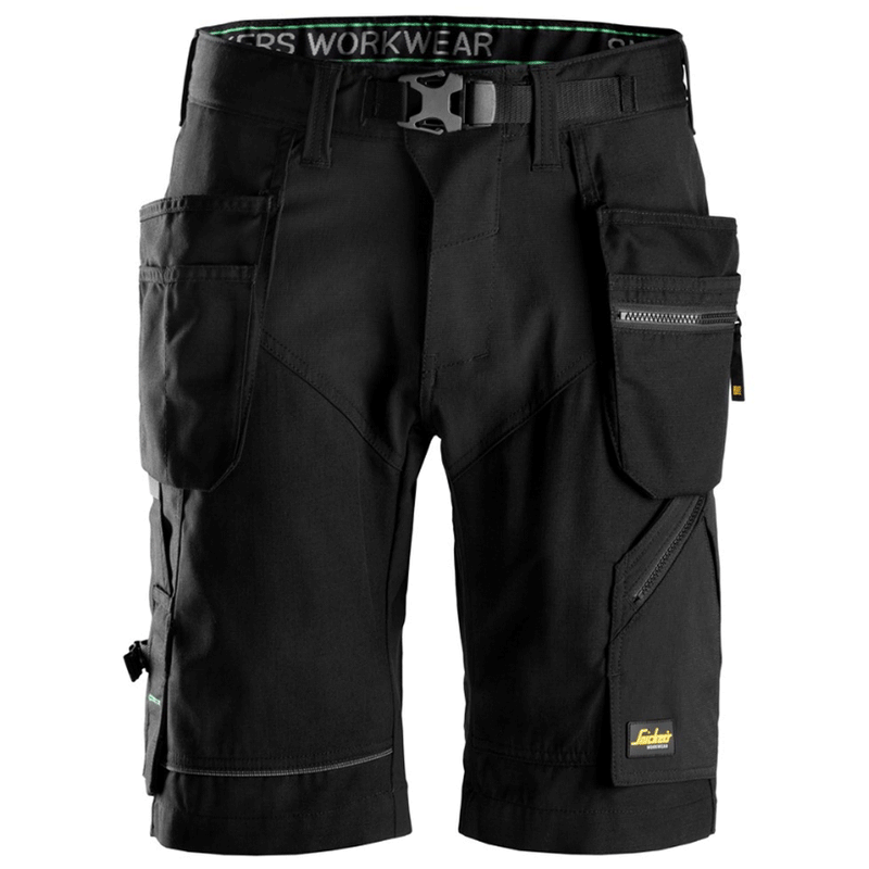 Snickers 6904 FlexiWork Holster Pocket Work Shorts Black 30" Waist Size / Snickers Size 44 - Apparel & Accessories > Clothing > Uniforms > Contractor Pants & Coveralls SALE SHORTS