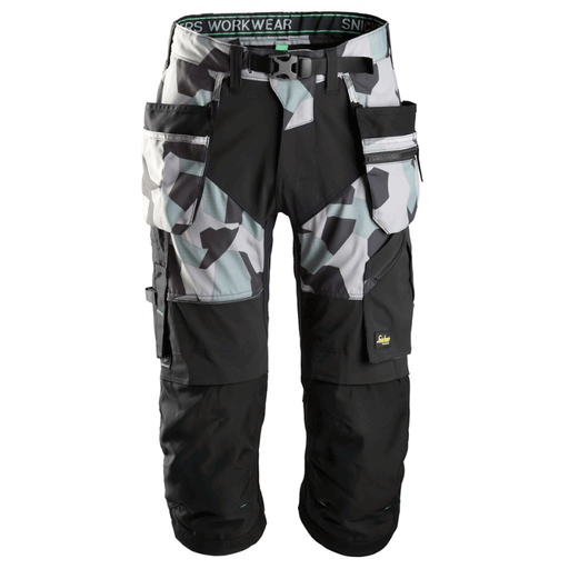 Snickers 6905 FlexiWork Holster Pocket Pirate Work Trousers Grey Camo/Black - PIRATE TROUSERS