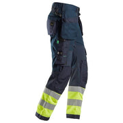 Snickers 6931 FlexiWork Hi-Vis Work Trousers Holster Pockets CL1 Various Colours - HI-VIS TROUSERS