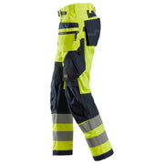 Snickers 6932 FlexiWork Hi-Vis Work Trousers Holster Pockets CL2 Yellow 36" Waist - 37" Leg - Snickers Size 252 - SALE HI-VIS TROUSERS