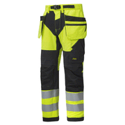 Snickers 6932 FlexiWork Hi-Vis Work Trousers Holster Pockets CL2 - HI-VIS TROUSERS