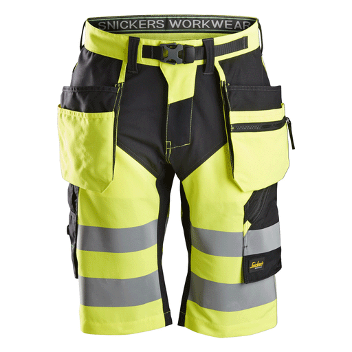 Snickers 6933 FlexiWork Hi-Vis Holster Pocket Shorts Class 1 - HI-VIS SHORTS
