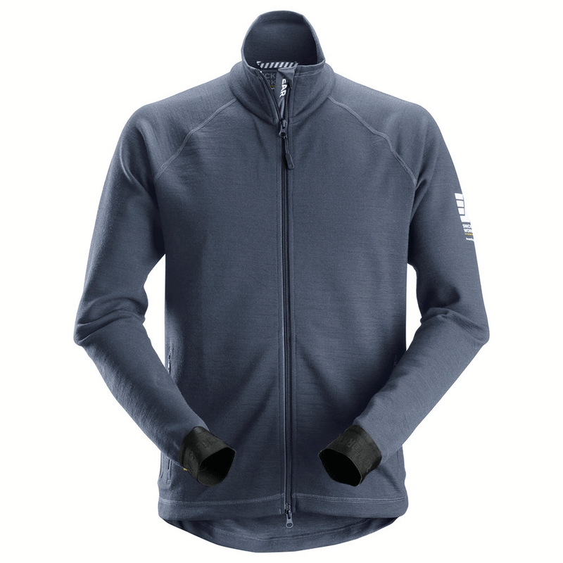 Snickers 8019 AllroundWork, Midlayer Wool Full Zip Jacket Dark Blue Melange Large - Apparel & Accessories > Clothing > Outerwear > Coats & Jackets > Sport Jackets SALE JACKETS