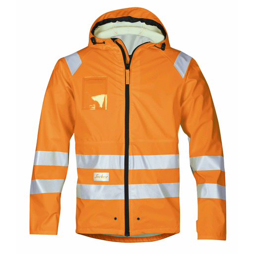 Snickers 8233 Hi-Vis PU Rain Jacket, Class 3 Various Colours - HI-VIS JACKETS & COATS
