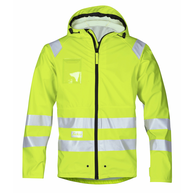 Snickers 8233 Hi-Vis PU Rain Jacket, Class 3 Various Colours - HI-VIS JACKETS & COATS