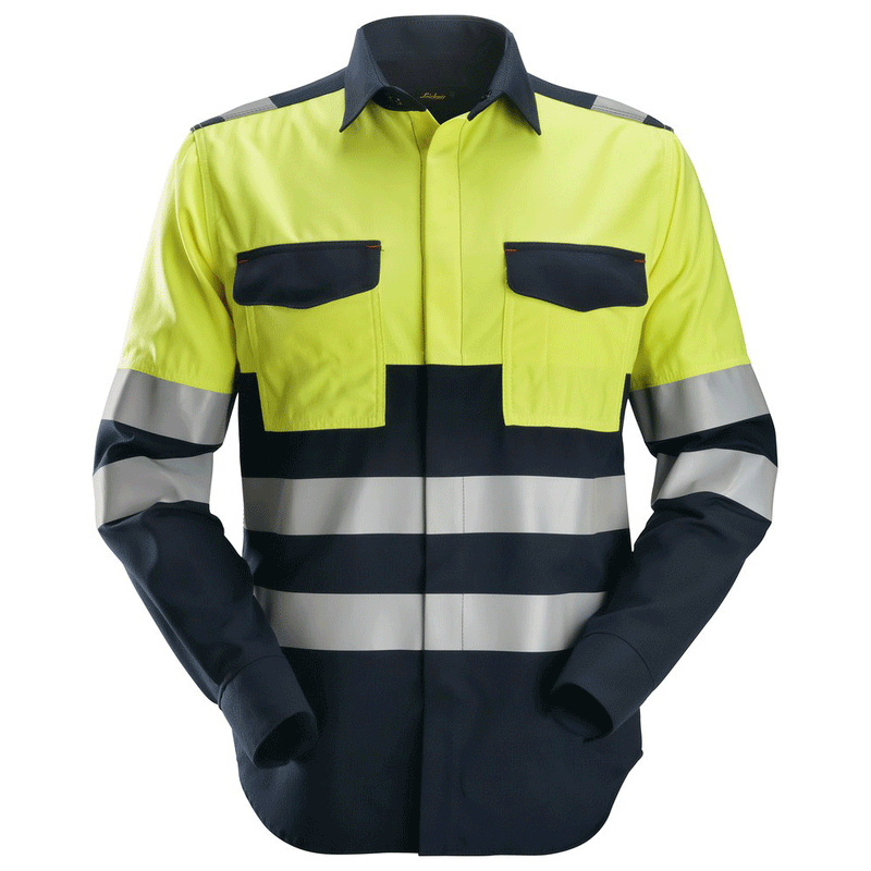Snickers 8560 ProtecWork, Flame Retardant Arc Protection Hi-Vis Shirt, Class 1 - FLAME RETARDANT SHIRTS