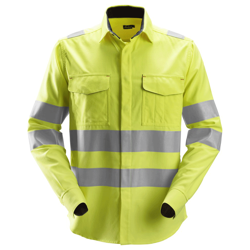 Snickers 8565 ProtecWork, Anti-Static Flame Retardant Hi-Vis Shirt, Class 3 - FLAME RETARDANT SHIRTS