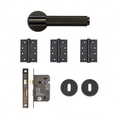 Sparta Matt Black Mortice Door Handle Kit -