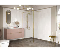 Sparta 1000mm Wetroom Panel & Support Bar - Brushed Brass -