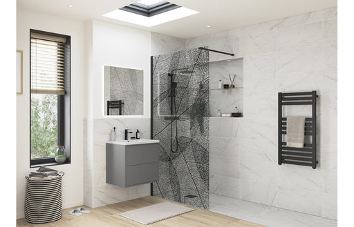 Sparta 1200mm Leaf Design Wetroom Panel - Black -