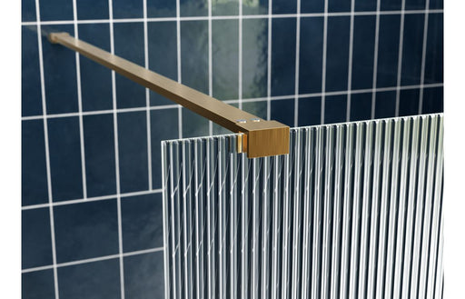 Sparta Fluted Wetroom Panel & Support Bar - Brushed Brass -