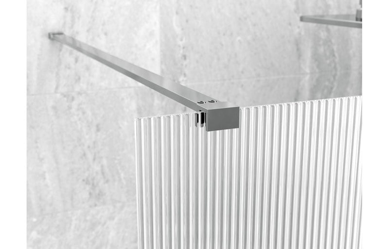 Sparta Fluted Wetroom Panel & Support Bar - Chrome -
