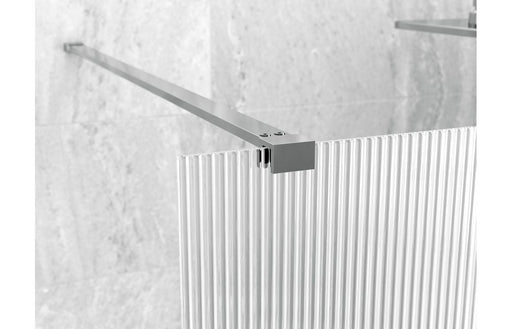 Sparta Fluted Wetroom Panel & Support Bar - Chrome -