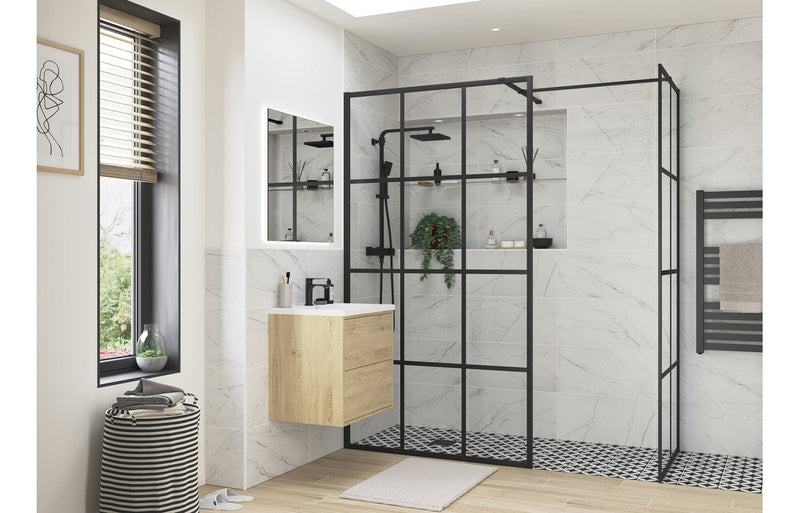 Sparta Framed Wetroom Side Panel - Black -