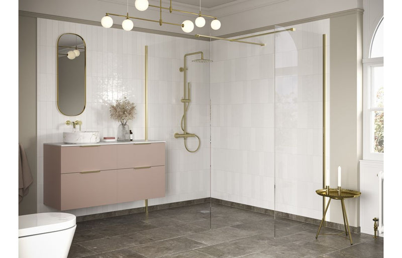 Sparta Wetroom Side Panel & Arm - Brushed Brass -