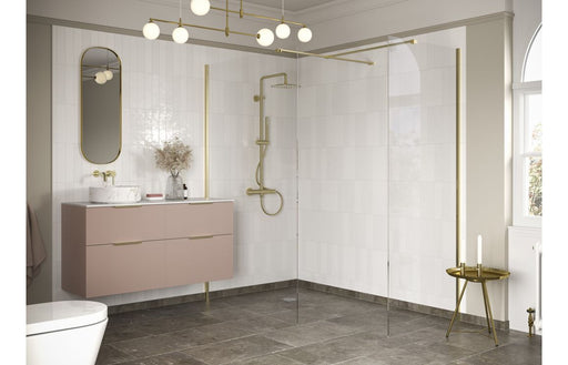 Sparta Wetroom Side Panel & Arm - Brushed Brass -