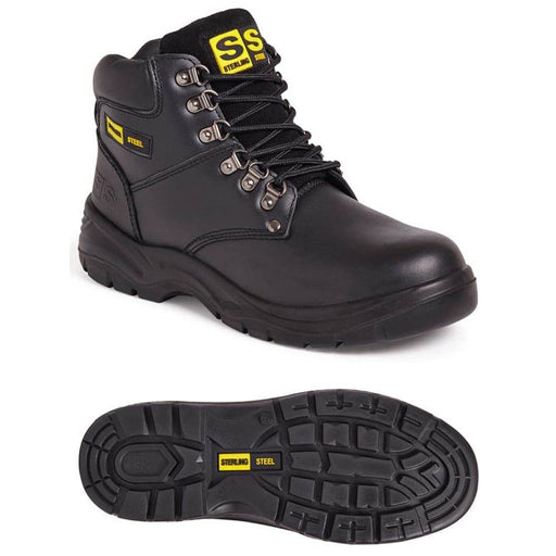 Sterling Black Brown Leather Hiking Safety Work Boot Trainer Steel Toe Cap - SAFETY HIKER BOOTS