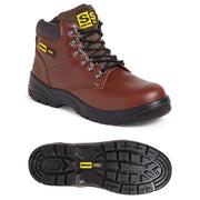 Sterling Black Brown Leather Hiking Safety Work Boot Trainer Steel Toe Cap - SAFETY HIKER BOOTS