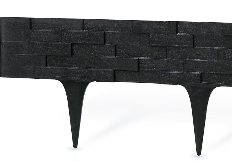 Lawn Edging, Plastic Palisade Slate Effect, 2.38m, Black - Home & Garden > Lawn & Garden Garden tools & Accesories