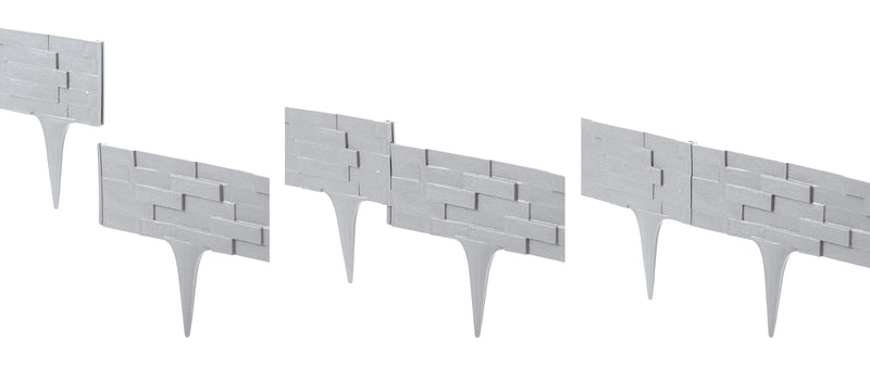 Lawn Edging, Plastic Palisade Slate Effect, 2.38m, Gray - Home & Garden > Lawn & Garden Garden tools & Accesories