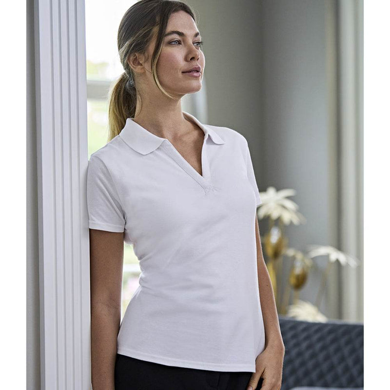 Tee Jays 1409 Ladies Luxury Stretch V Neck Polo Shirt - WOMENS T-SHIRTS