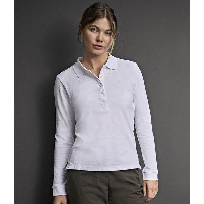 Tee Jays 146 Ladies Luxury Stretch Long Sleeve Polo Shirt - WOMENS T-SHIRTS