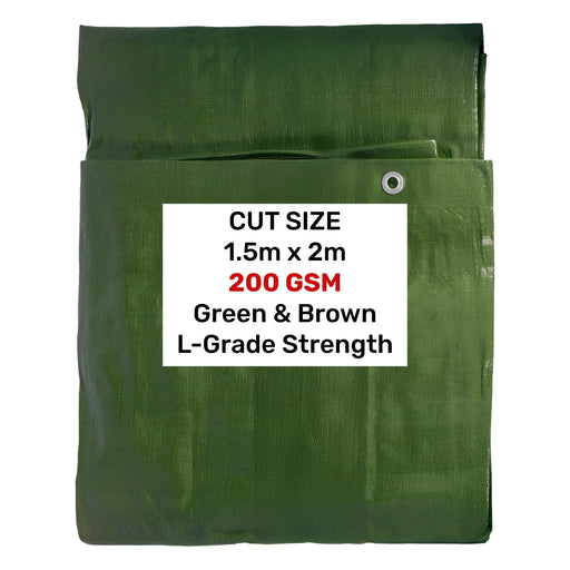 Green/Brown L-Grade Tarpaulin 1.5m x 2m - Hardware > Hardware Accessories > Tarps Tarpaulins
