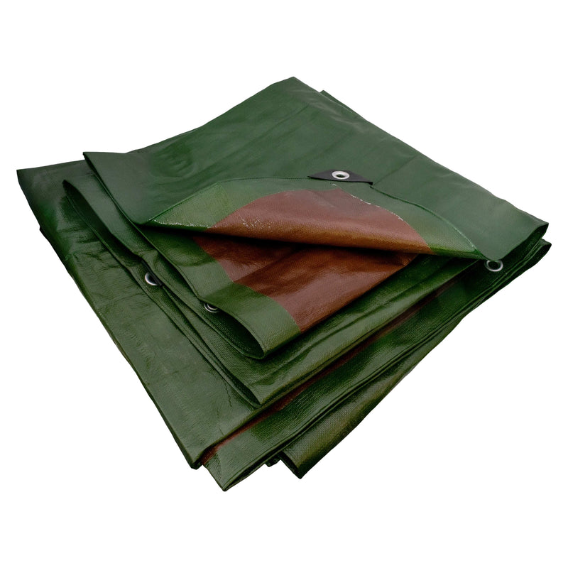 Green/Brown L-Grade Tarpaulin 6m x 10m