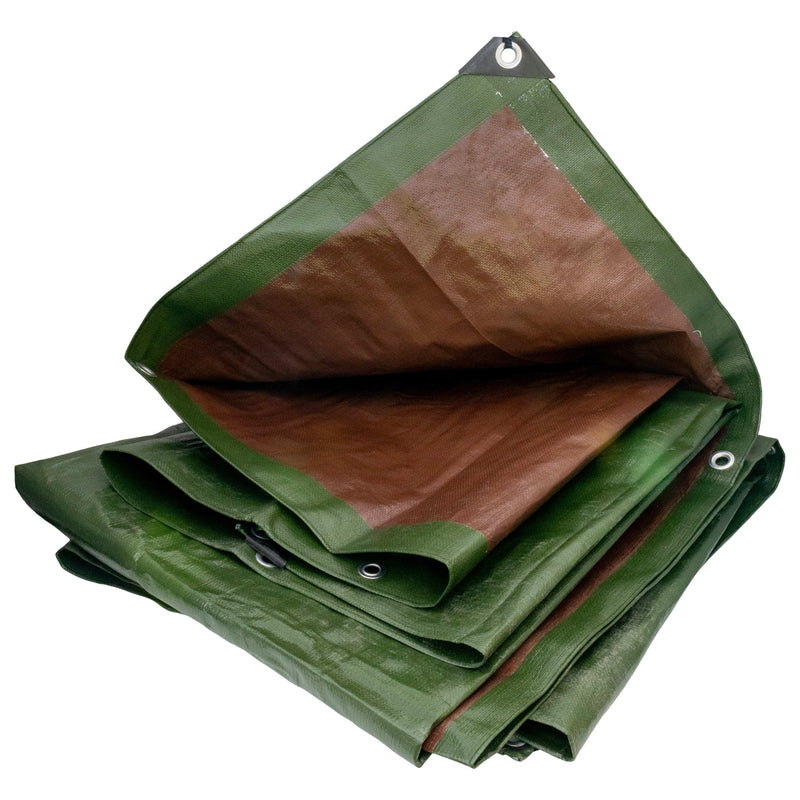 Green/Brown L-Grade Tarpaulin 6m x 10m