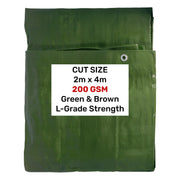 Green/Brown L-Grade Tarpaulin 2m x 4m - Hardware > Hardware Accessories > Tarps Tarpaulins