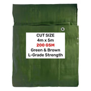 Green/Brown L-Grade Tarpaulin 4m x 5m - Hardware > Hardware Accessories > Tarps Tarpaulins