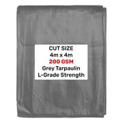 Grey L-Grade Tarpaulin 4m x 4m - Hardware > Hardware Accessories > Tarps Tarpaulins