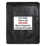 Black/Silver L-Grade Tarpaulin 1.5m x 2m - Hardware > Hardware Accessories > Tarps Tarpaulins