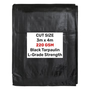 Black/Silver L-Grade Tarpaulin 3m x 4m - Hardware > Hardware Accessories > Tarps Tarpaulins