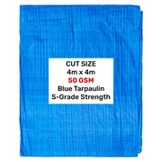 Blue S-Grade Tarpaulin 4m x 4m - Hardware > Hardware Accessories > Tarps Tarpaulins