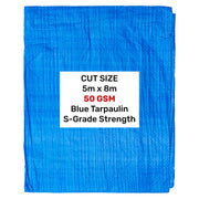 Blue S-Grade Tarpaulin 5m x 8m - Hardware > Hardware Accessories > Tarps Tarpaulins