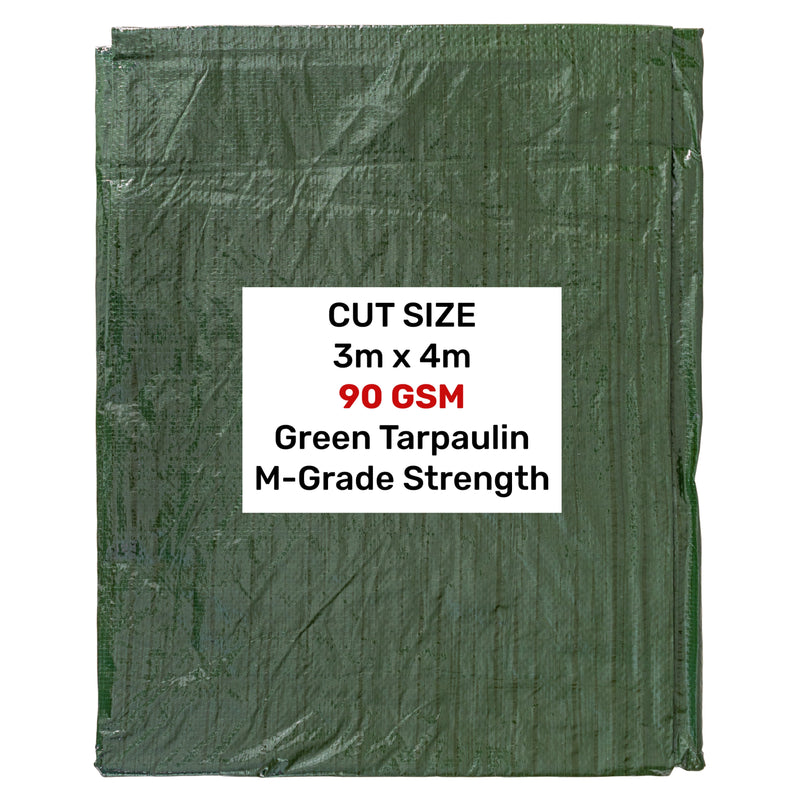 Green M-Grade Tarpaulin 3m x 4m - Hardware > Hardware Accessories > Tarps Tarpaulins