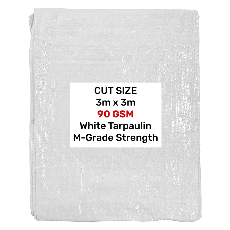 White M-Grade Tarpaulin 3m x 3m - Hardware > Hardware Accessories > Tarps Tarpaulins