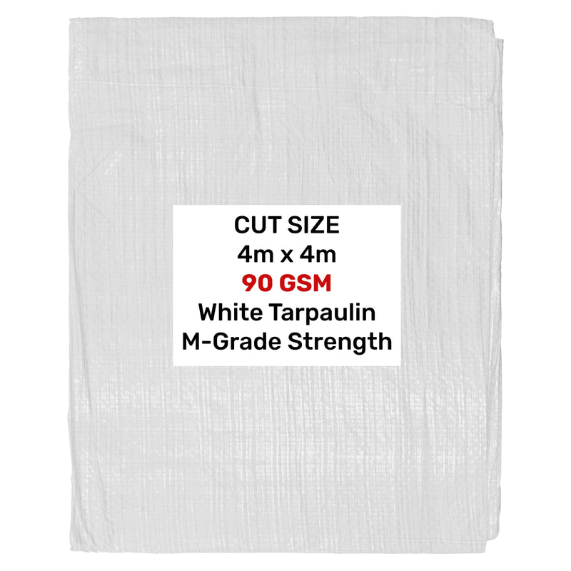 White M-Grade Tarpaulin 4m x 4m - Hardware > Hardware Accessories > Tarps Tarpaulins